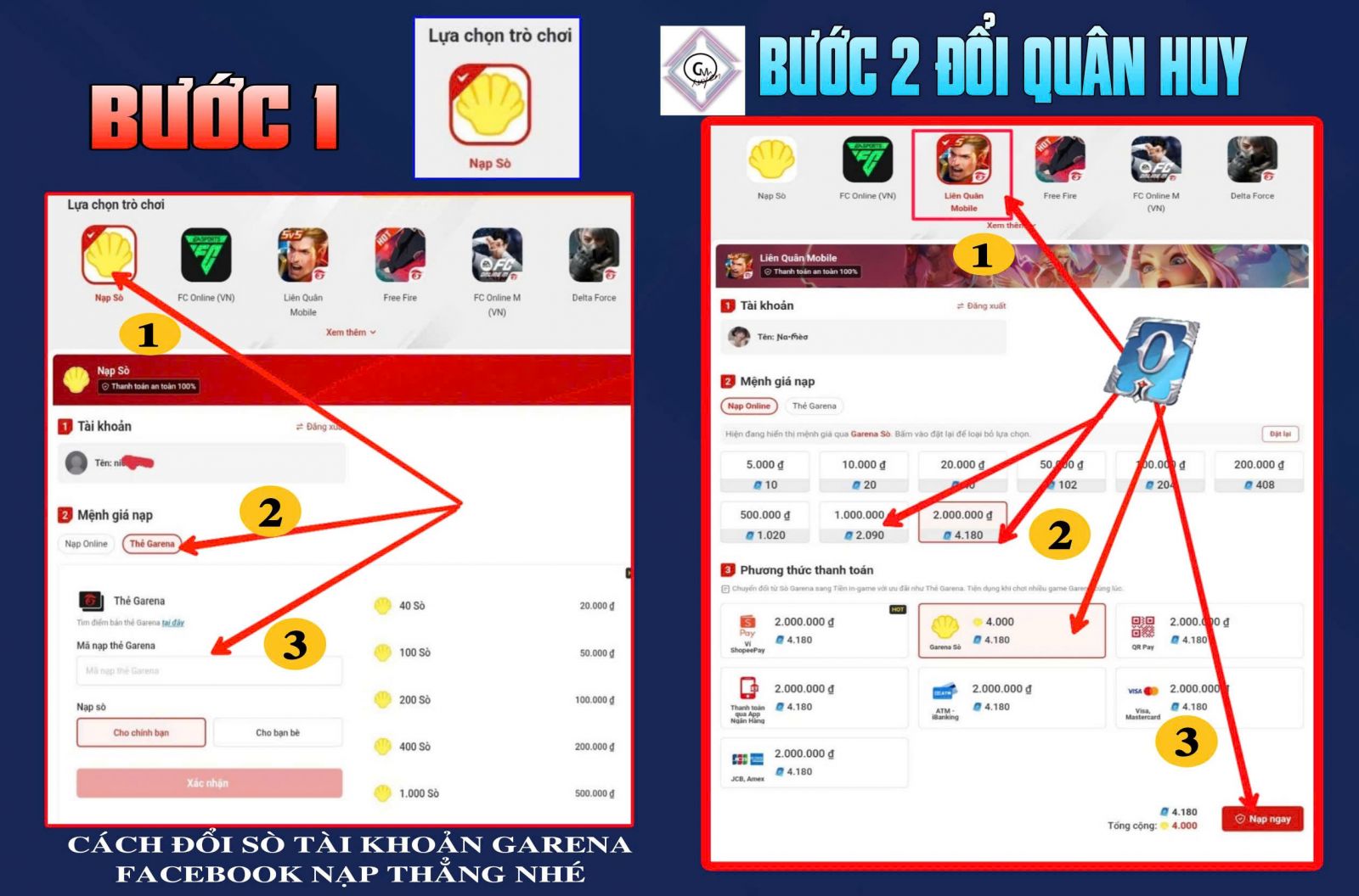 Cách nạp thẻ garena lãi 2090qh